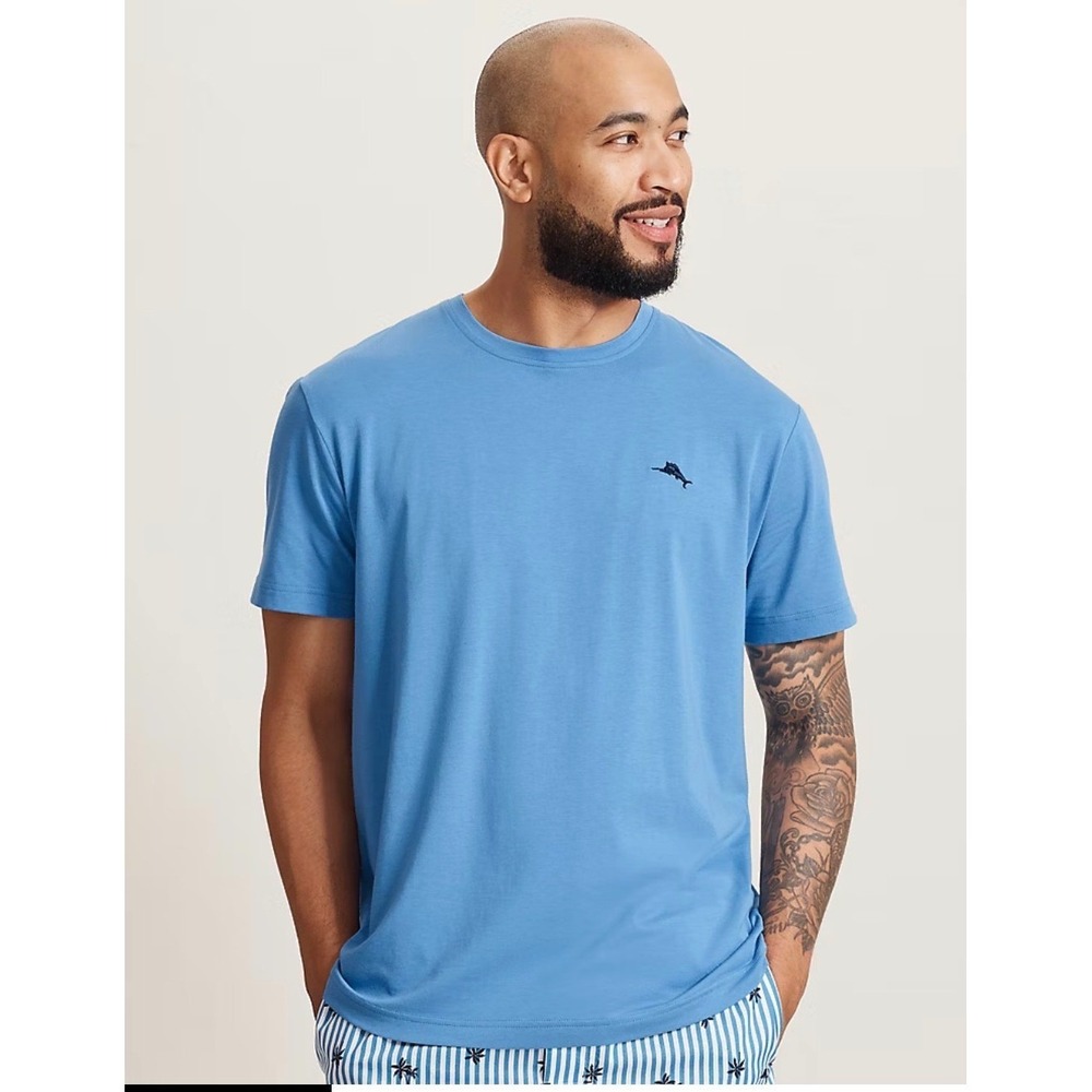 Tommy Bahama Mens Blue Cotton Blend Marlin Logo Short Sleeve T-Shirt‎ Size M